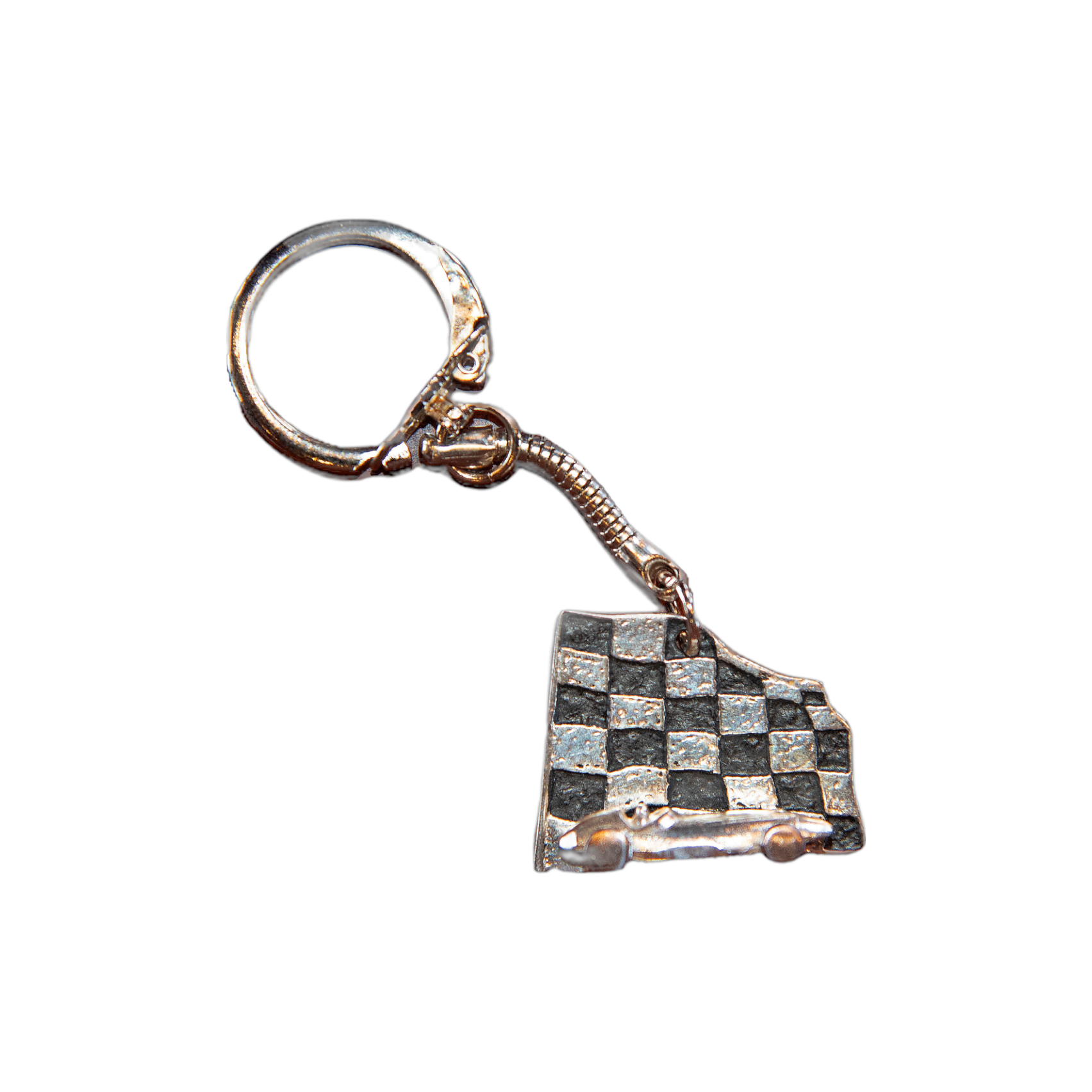 White Checkered Keychain